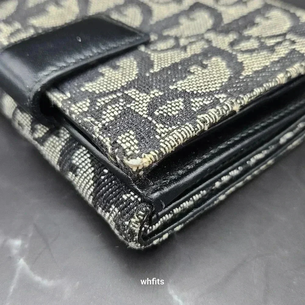 Christian Dior Trotter Canvas Trifold Wallet with dust bag and box.
